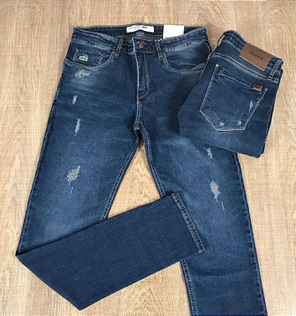 Calça Masculina Jeans LCT Escuro Skinny Desfiada